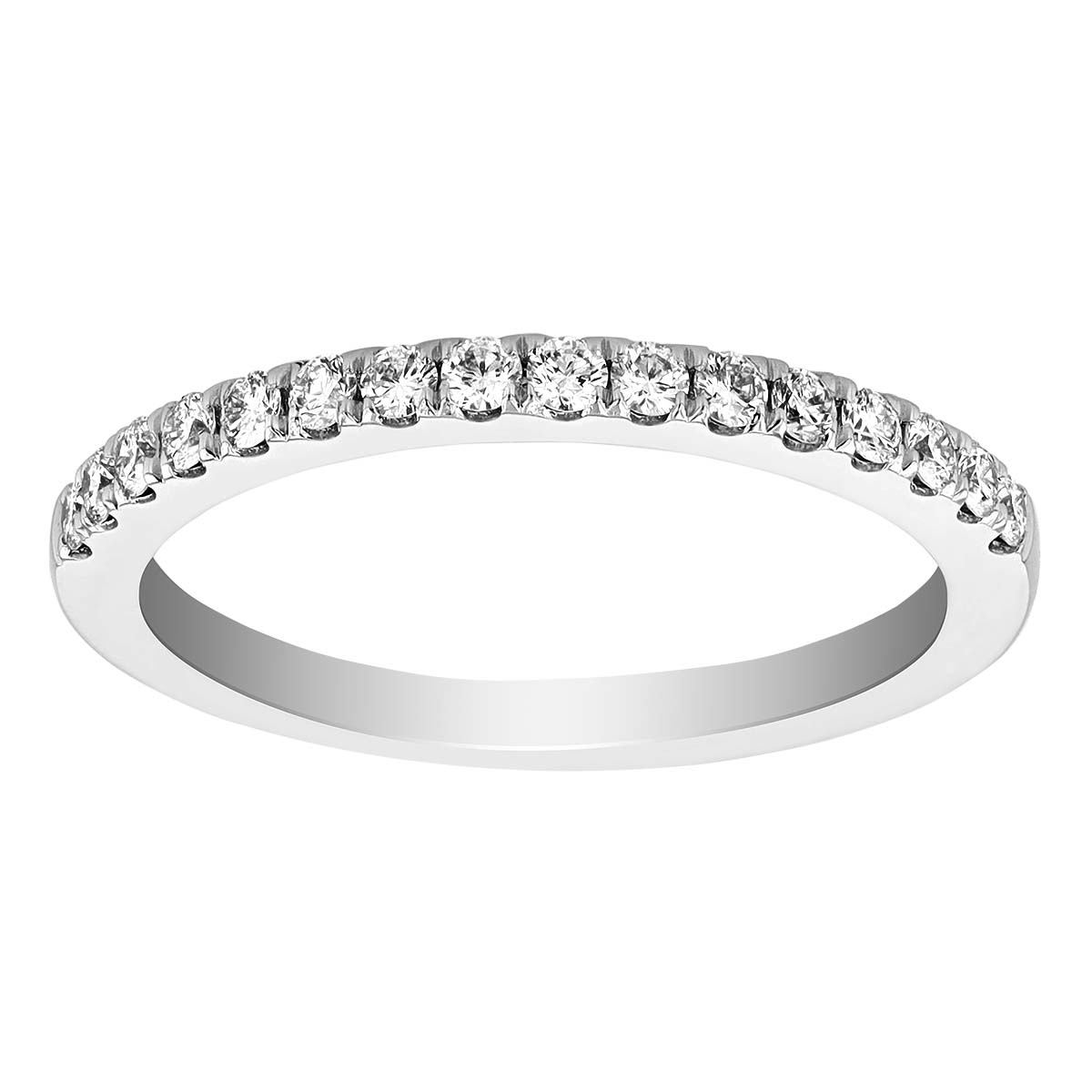 Diamond Half Shank Shared Prong Wedding Band in White Gold, .25 cttw