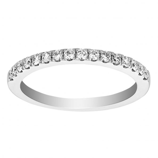 Diamond Half Shank Shared Prong Wedding Band in White Gold, .25 cttw