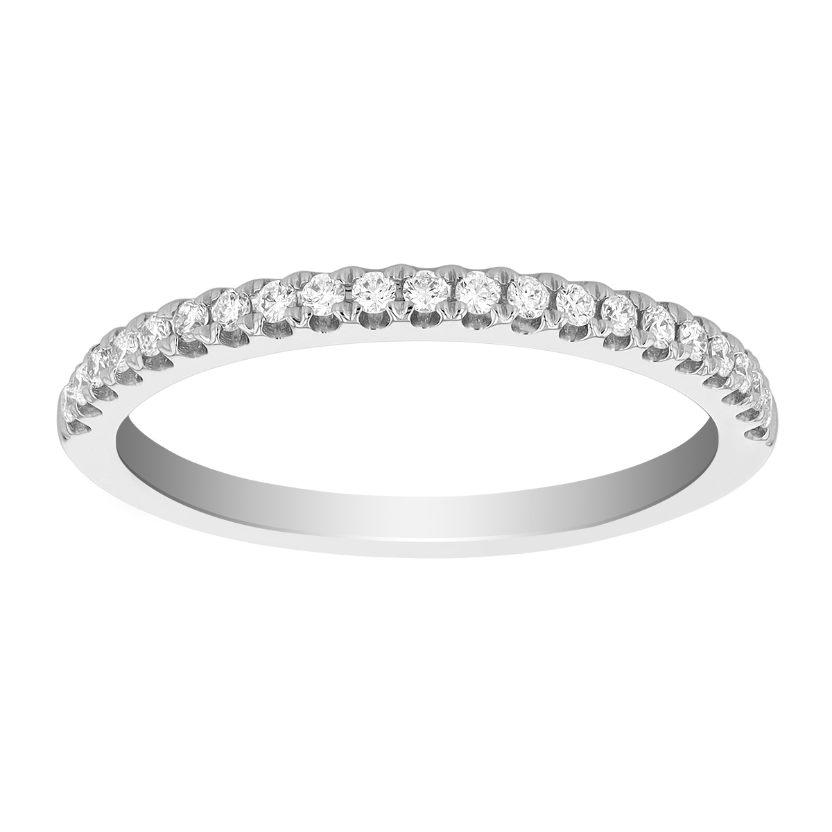 14K White Gold Diamond Prong Set Wedding Band