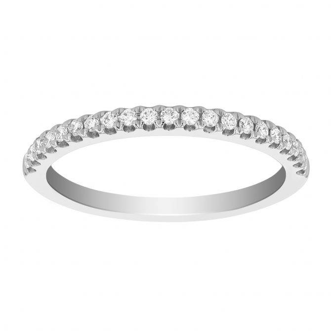 14K White Gold Diamond Prong Set Wedding Band