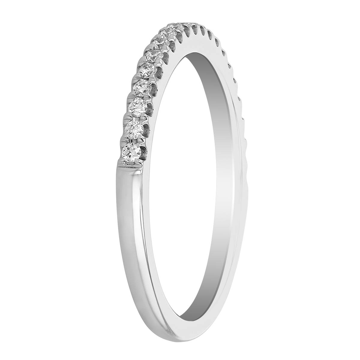 14K White Gold Diamond Prong Set Wedding Band