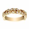 Diamond Milgrain Leaf Pattern Filigree Wedding Band in Yellow Gold