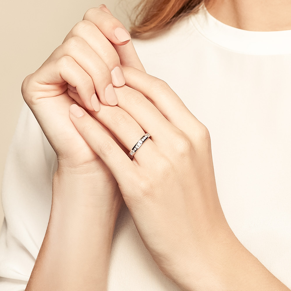 14K White Gold Diamond Channel Set Wedding Band