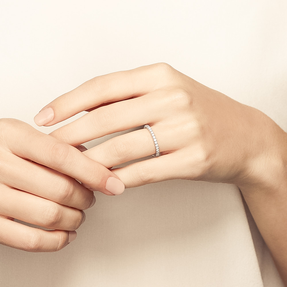 White Gold Prong Set Diamond Wedding Band, 0.29cttw