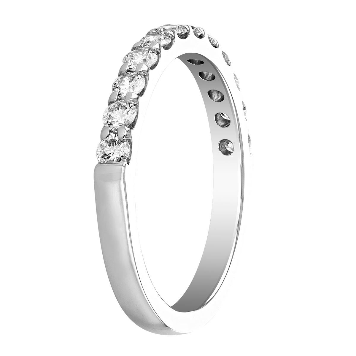 Diamond 12 Stone Half Shank Wedding Band in White Gold, .50 cttw