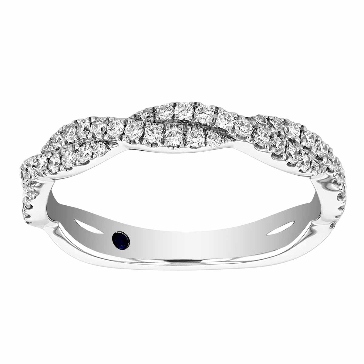 Diamond Braided 2 Row Half Shank Wedding Band in White Gold