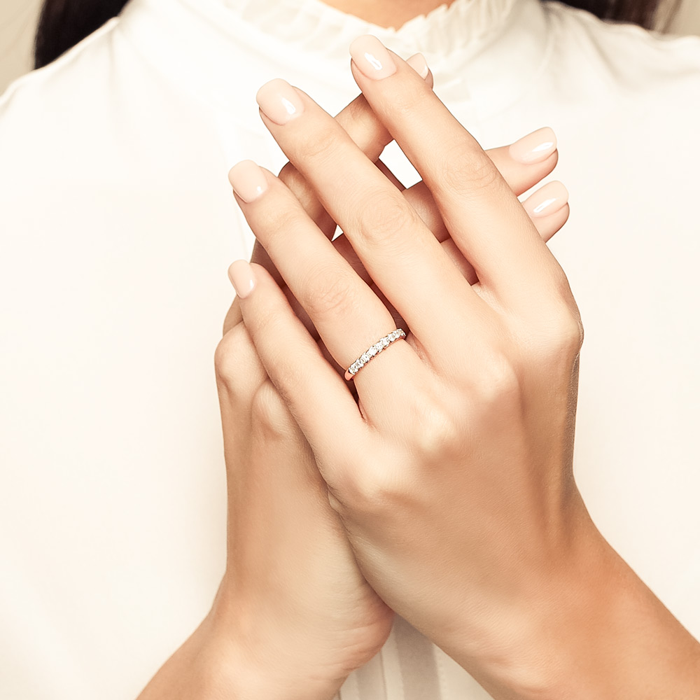 13 Diamond Flush Fit Wedding Band in Rose Gold