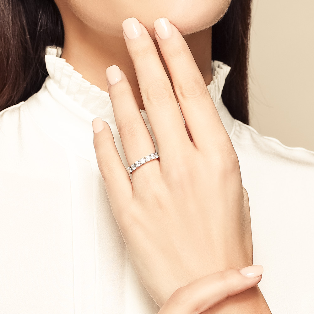 Yellow & White Gold Prong Set Diamond Wedding Band, 1.05cttw