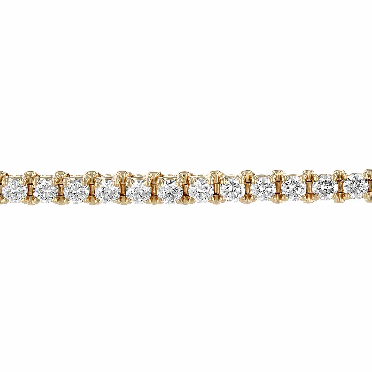 Diamond 4 Prong Tennis Bracelet in Yellow Gold, 5.05 aptw