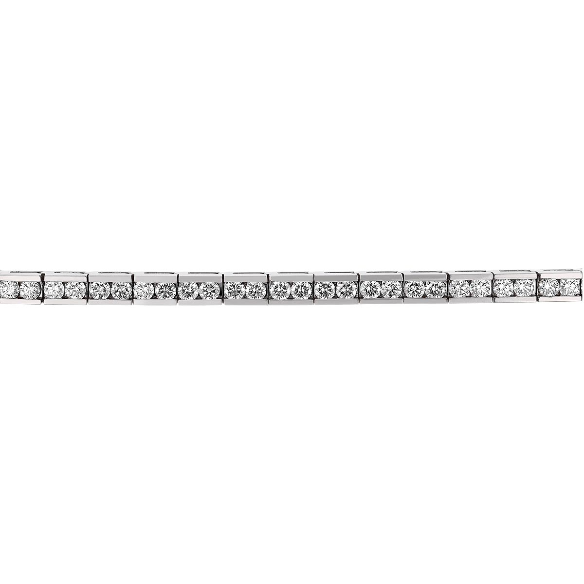 Diamond Channel Set Link Tennis Bracelet in White Gold, 4.05 aptw