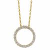 Diamond Open Circle Necklace in Yellow Gold, 18"