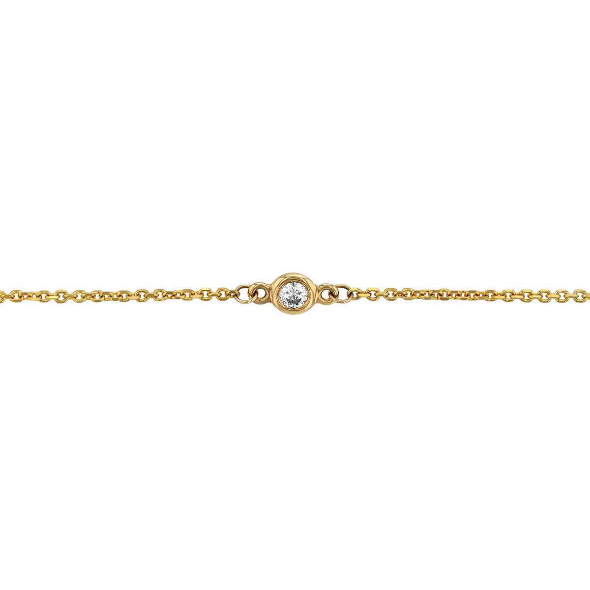 Diamond Bezel Set Single Station Bracelet in Yellow Gold