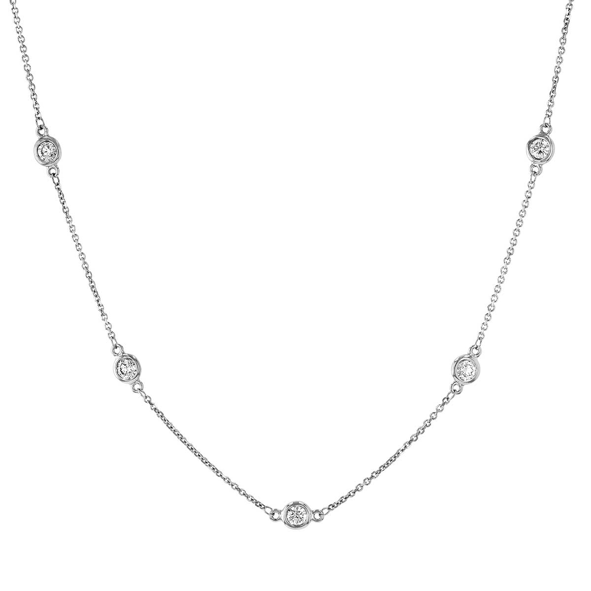 Diamond 10 Station by Yard Necklace in White Gold, 16