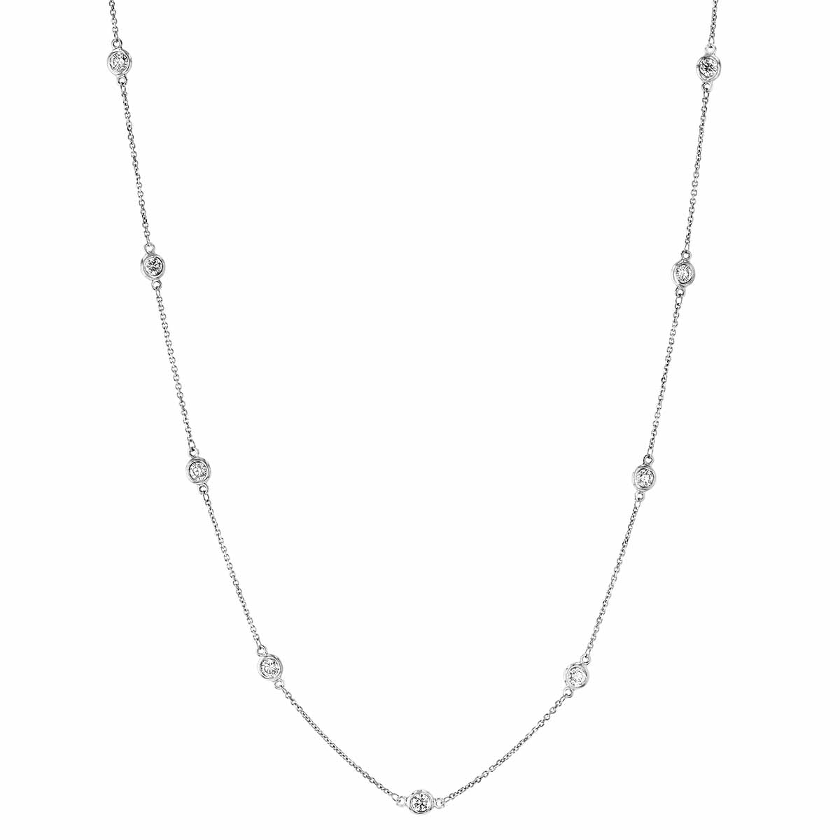 Diamond 10 Station by Yard Necklace in White Gold, 16