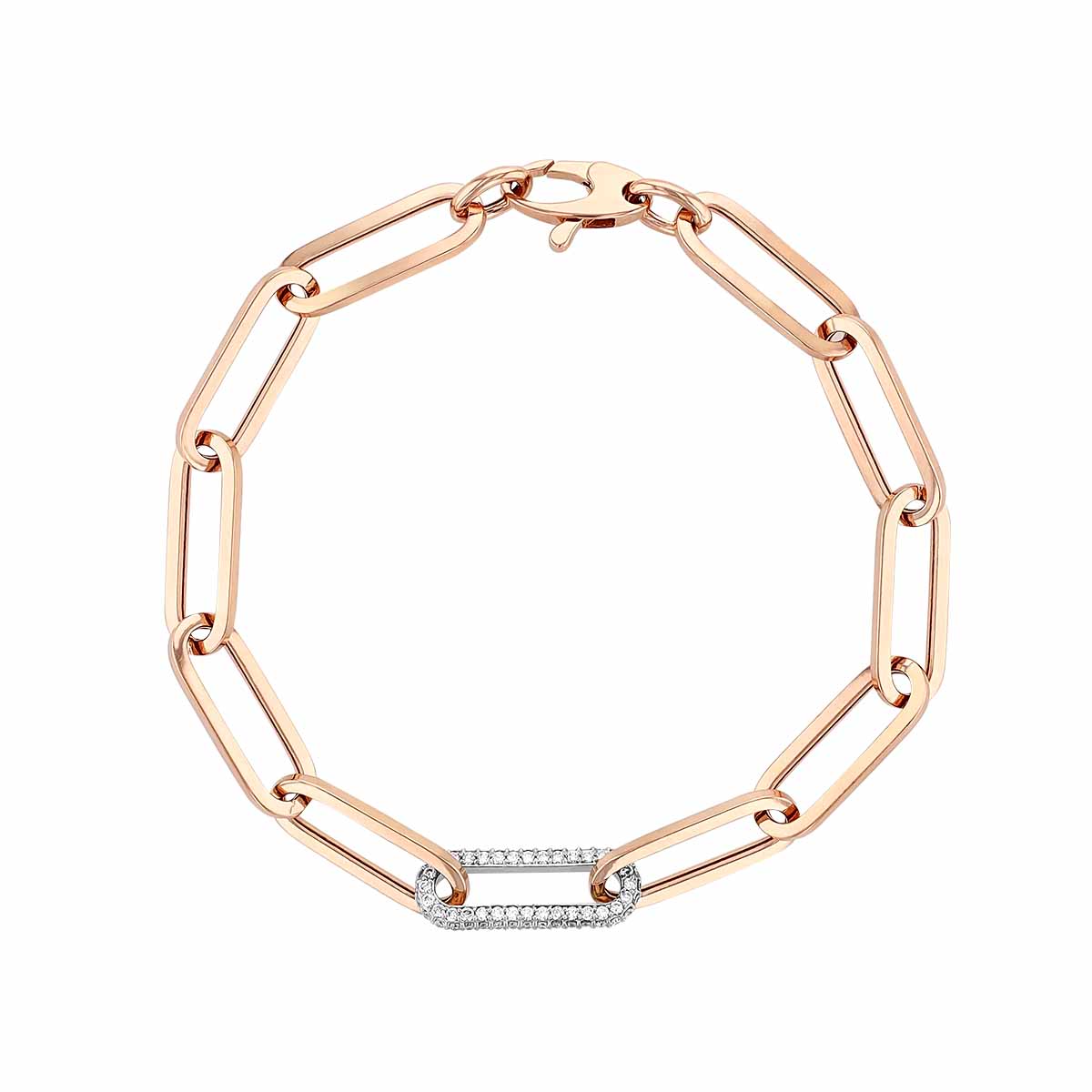 Diamond Link Paperclip Chain Bracelet in Rose Gold | Borsheims