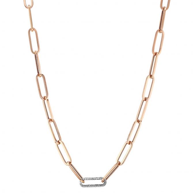 Diamond Link Paperclip Chain Necklace 