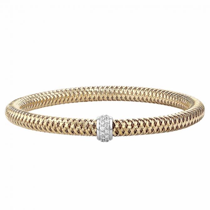 Roberto Coin Primavera Flexible 18K Gold Bangle Bracelet with Diamonds