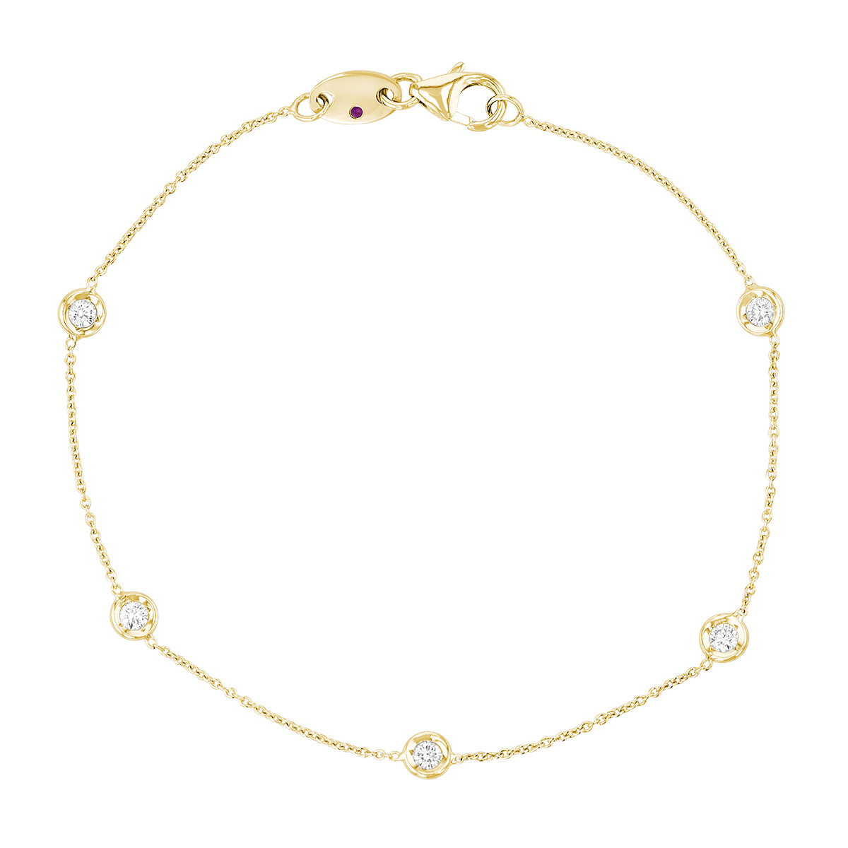 Roberto Coin Diamonds by the Inch 5 Station Bracelet in 18K Gold, 7