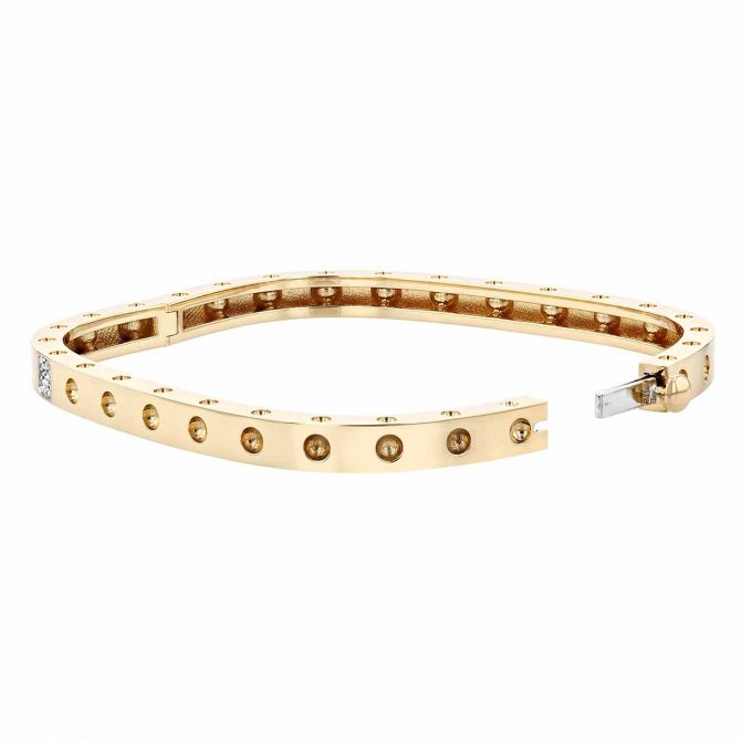 Roberto Coin Pois Moi Yellow Gold 1 Row Square Bangle Bracelet