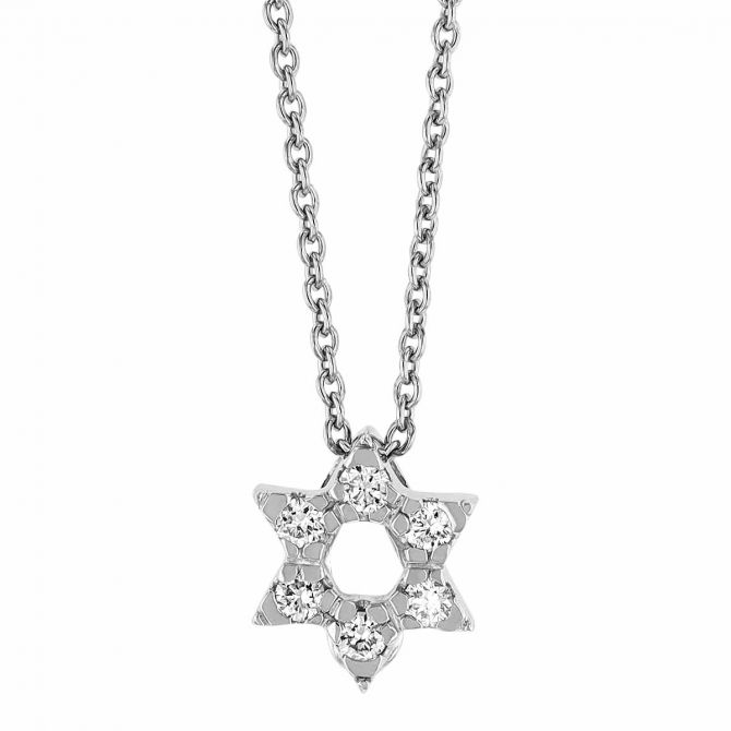 Roberto Coin Tiny Treasures Star of David with Diamonds Necklace in 18K Gold