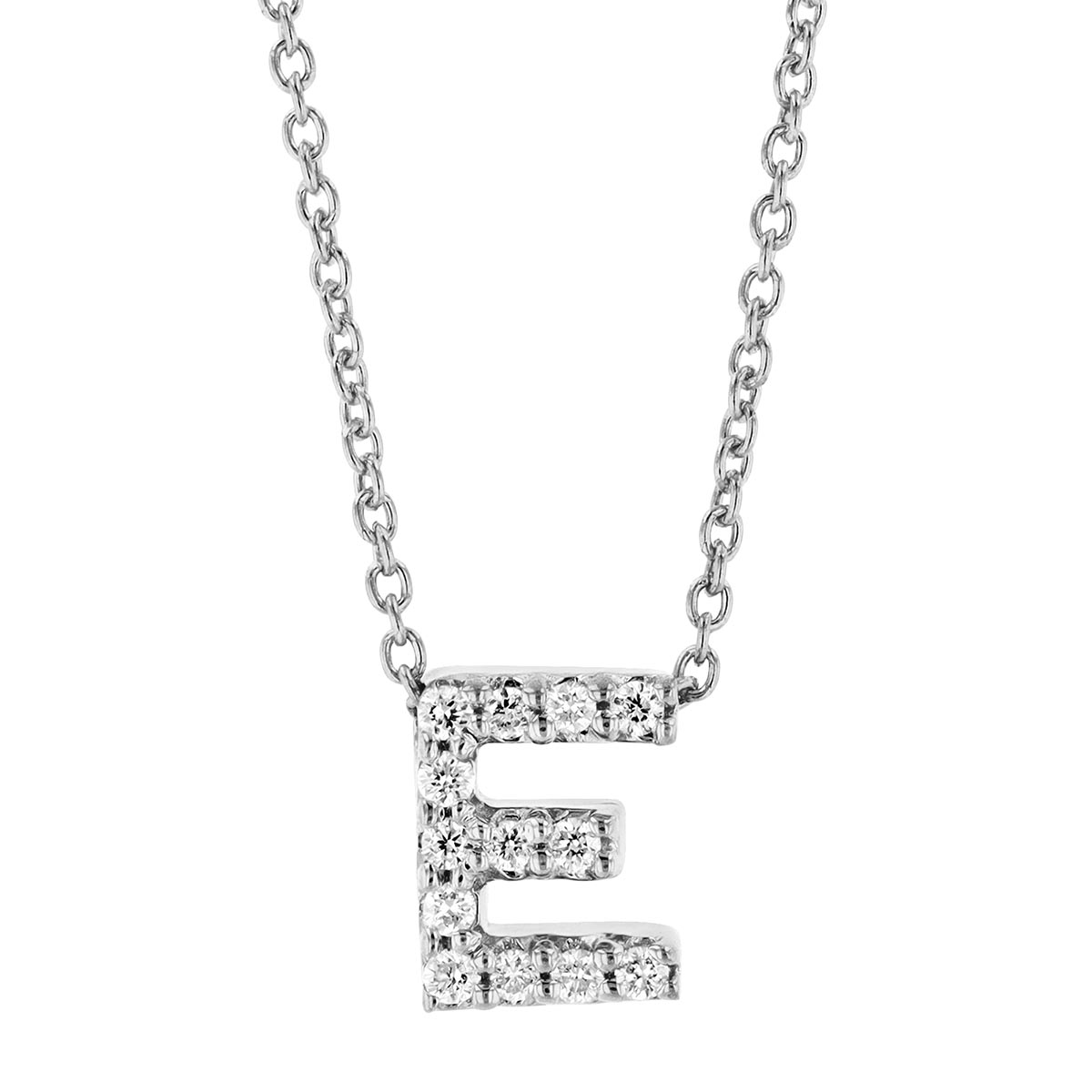 Roberto Coin Tiny Treasures Love Letter Diamond Initial Necklaces in White Gold