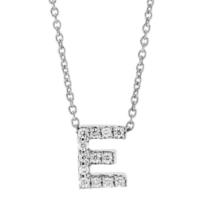 Roberto Coin Tiny Treasures Love Letter Diamond Initial Necklaces in White Gold