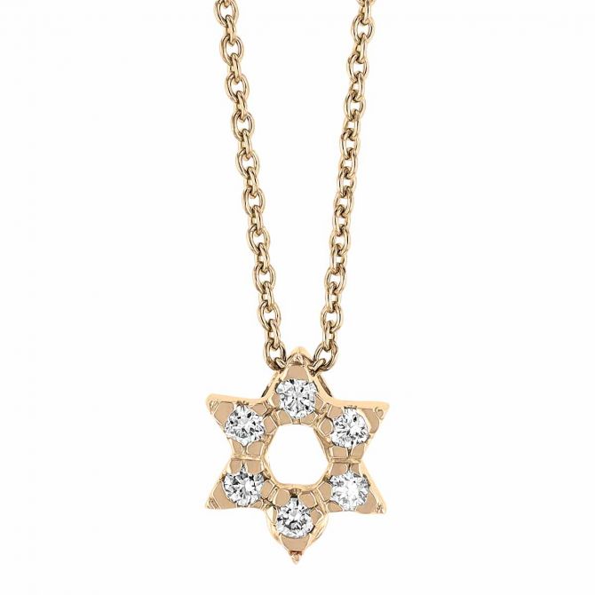 Roberto Coin Tiny Treasures Star of David with Diamonds Necklace in 18K Gold