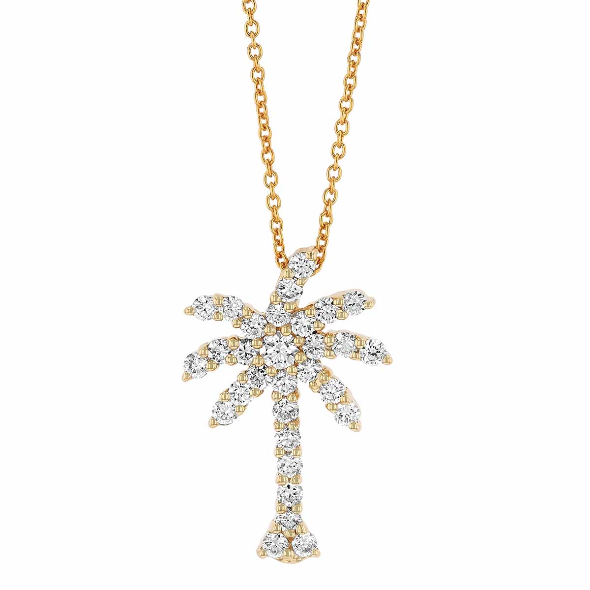 Roberto Coin Tiny Treasures Diamond Large Palm Tree Pendant in 18K Gold, 18