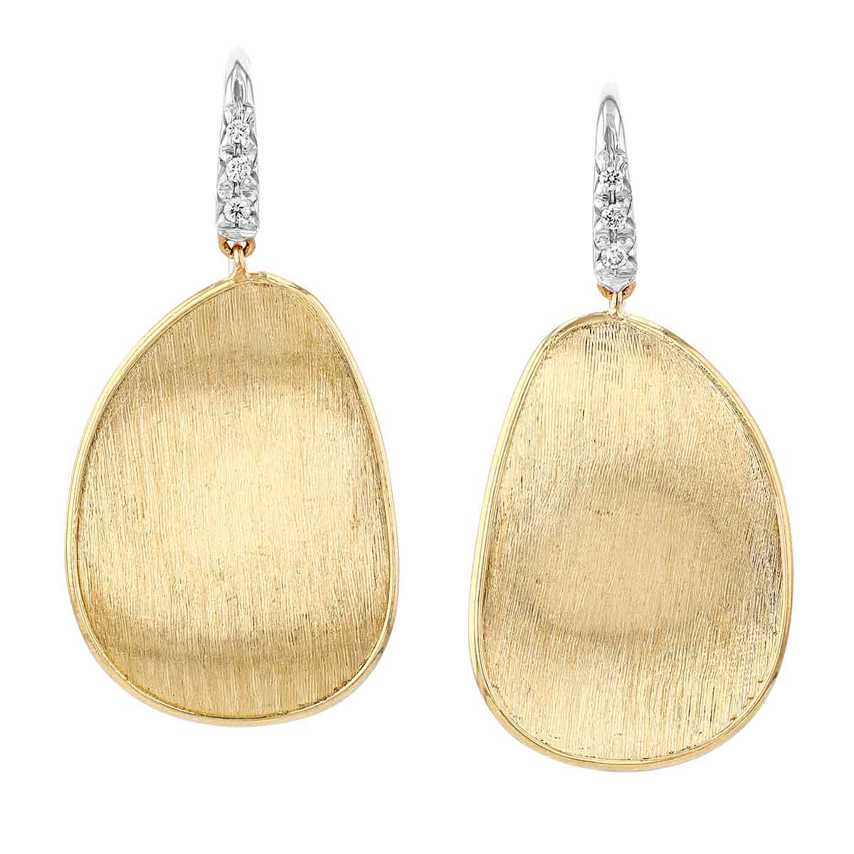 Marco Bicego Lunaria Yellow Gold & Diamond Pavé Medium Drop Earrings