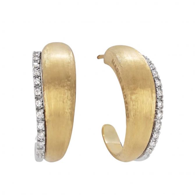 Marco Bicego Lucia 18K Yellow Gold and Diamond Medium Hoop Earrings