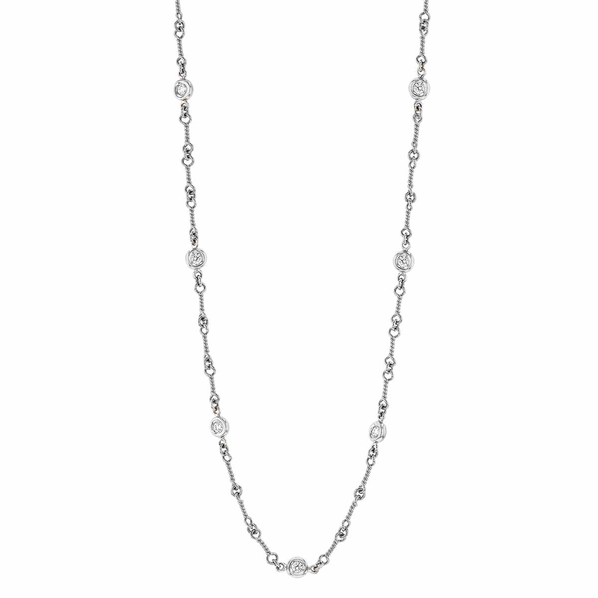 Roberto Coin Diamonds by the Inch Dogbone Chain Station Necklace in White Gold