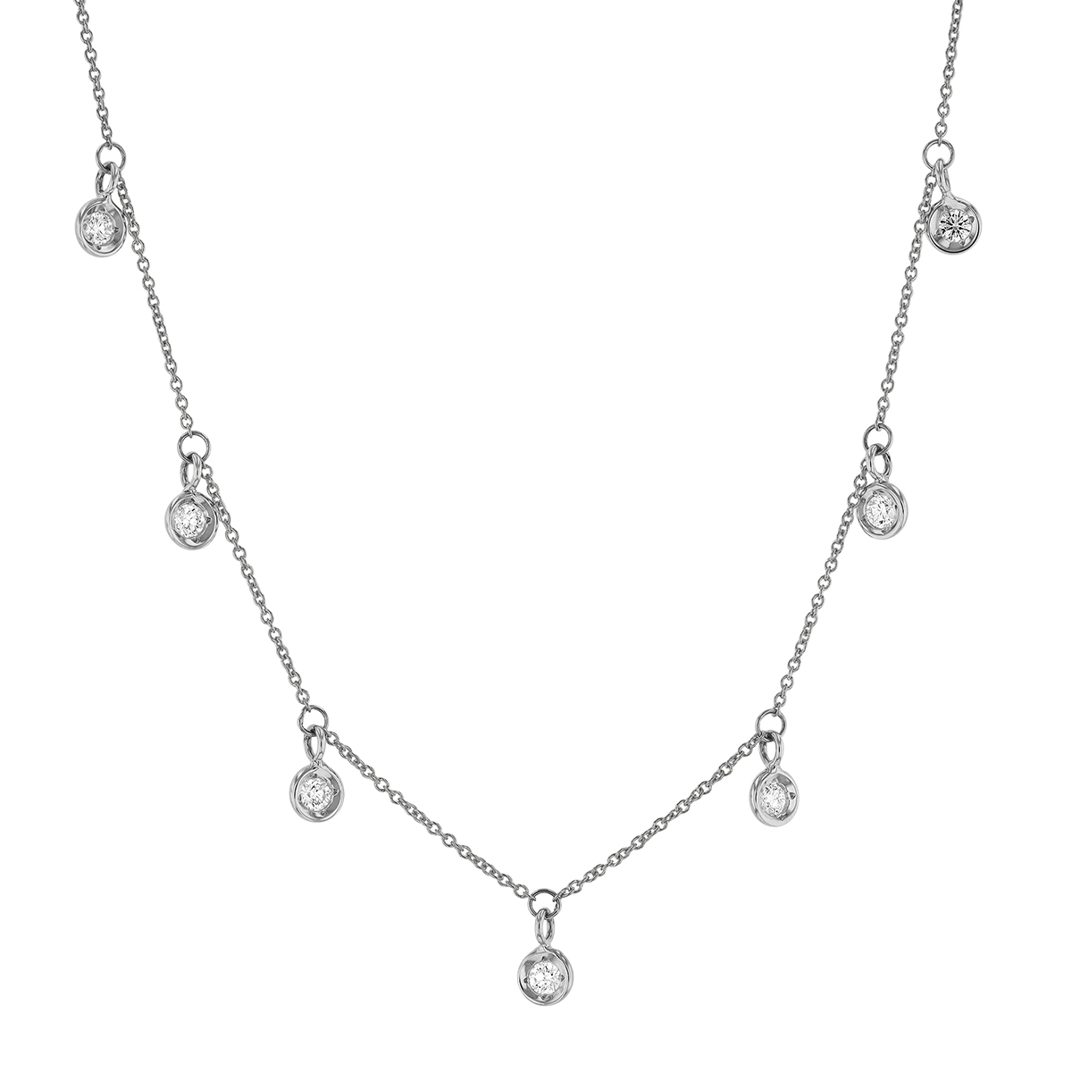 Roberto Coin Diamonds by the Inch Diamond 7 Drop Station Necklace in White Gold, 18