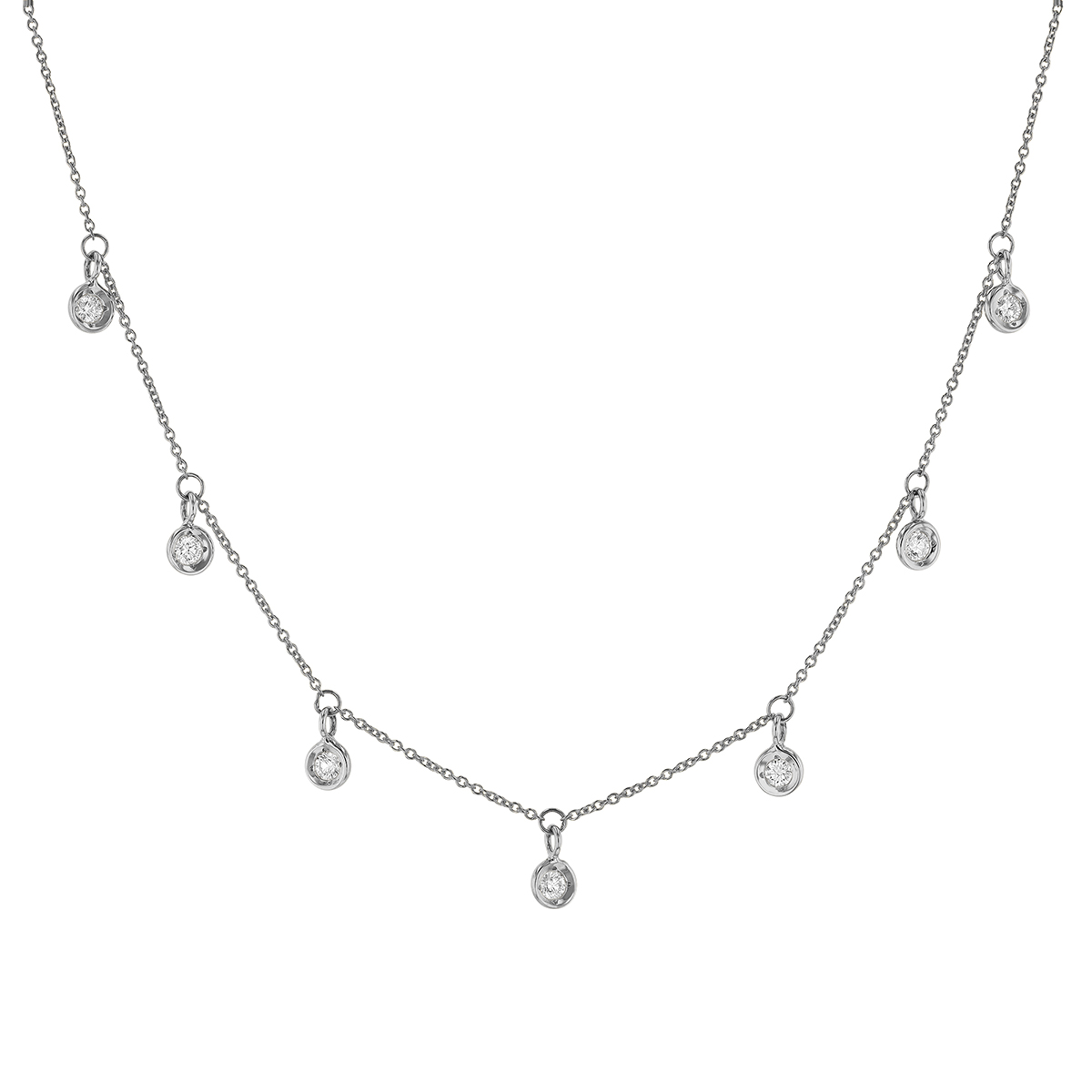 Roberto Coin Diamonds by the Inch Diamond 7 Drop Station Necklace in White Gold, 18