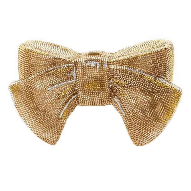 Judith Leiber Just For You Bow Clutch, Gold