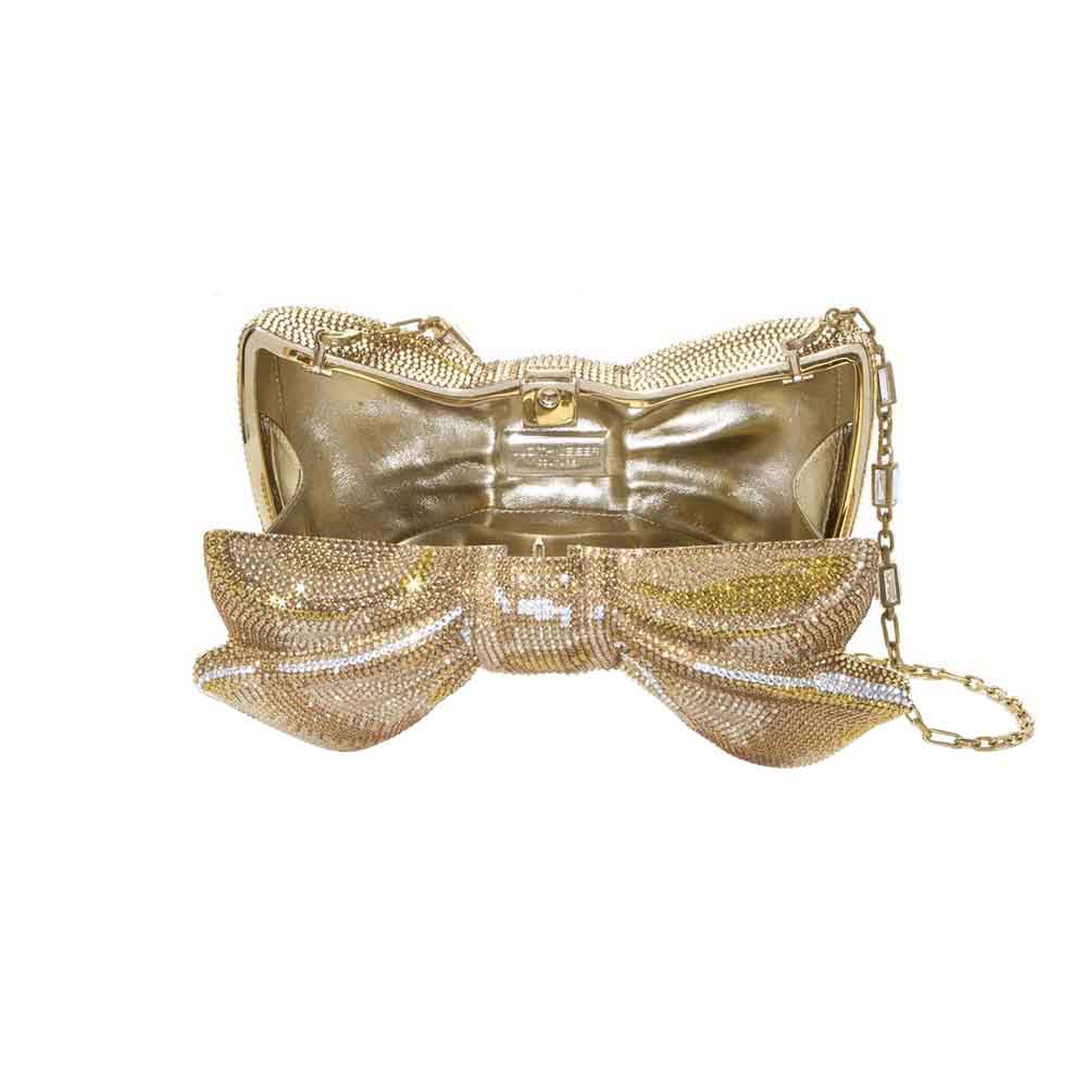 Judith Leiber Just For You Bow Clutch, Gold