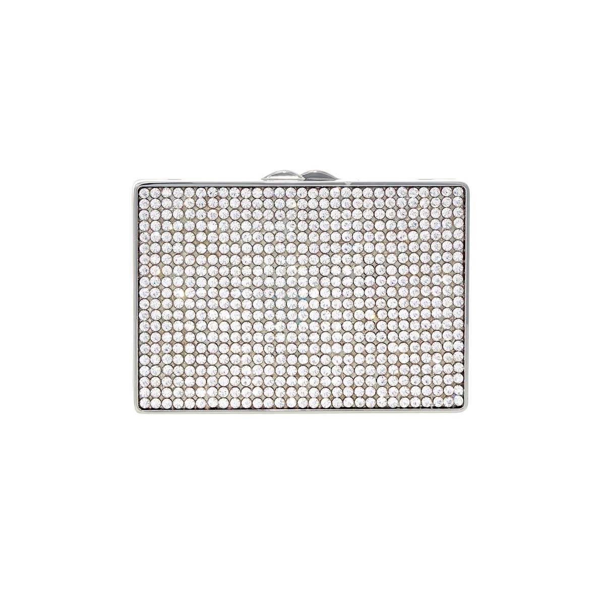 Judith Leiber Mini Minaudiere Fullbead, Silver