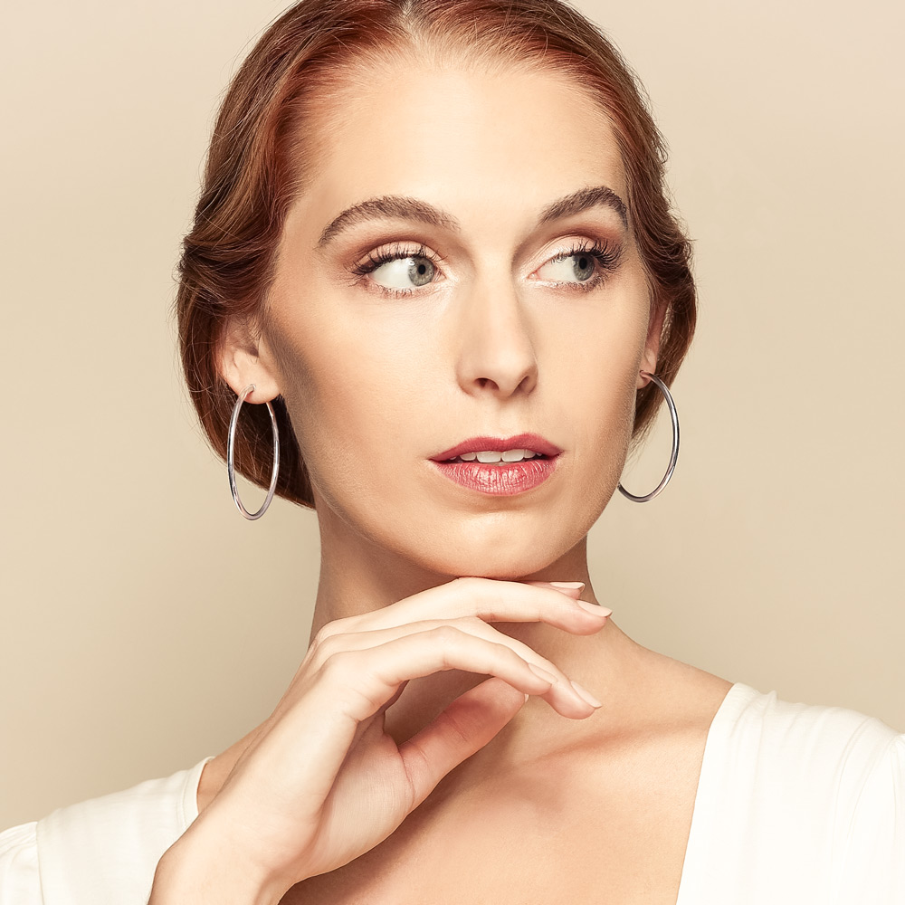 Yellow Gold Endless Hoop Earrings, 2.5 x 50 mm