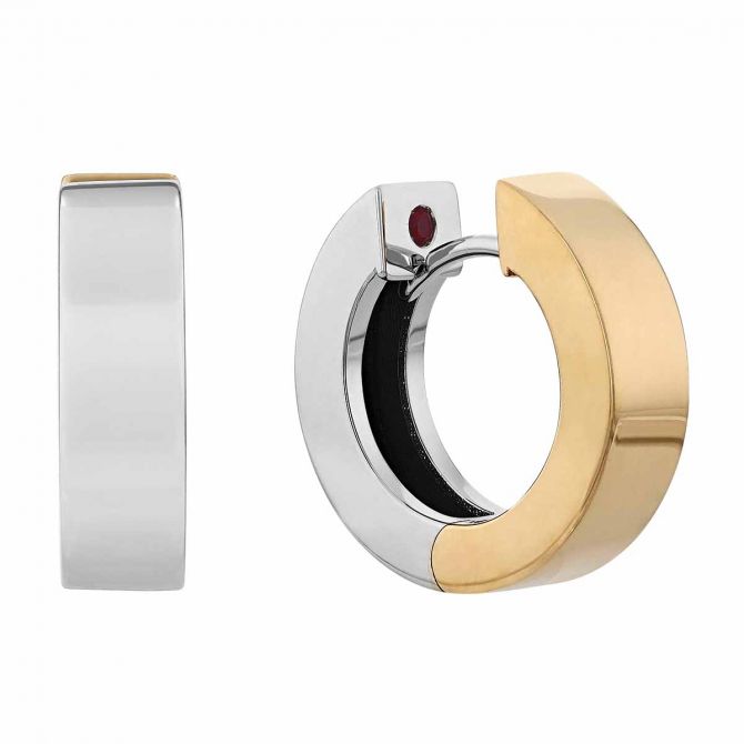 Roberto Coin Oro Classic Yellow & White Gold Two Tone Small Hoop Earrings
