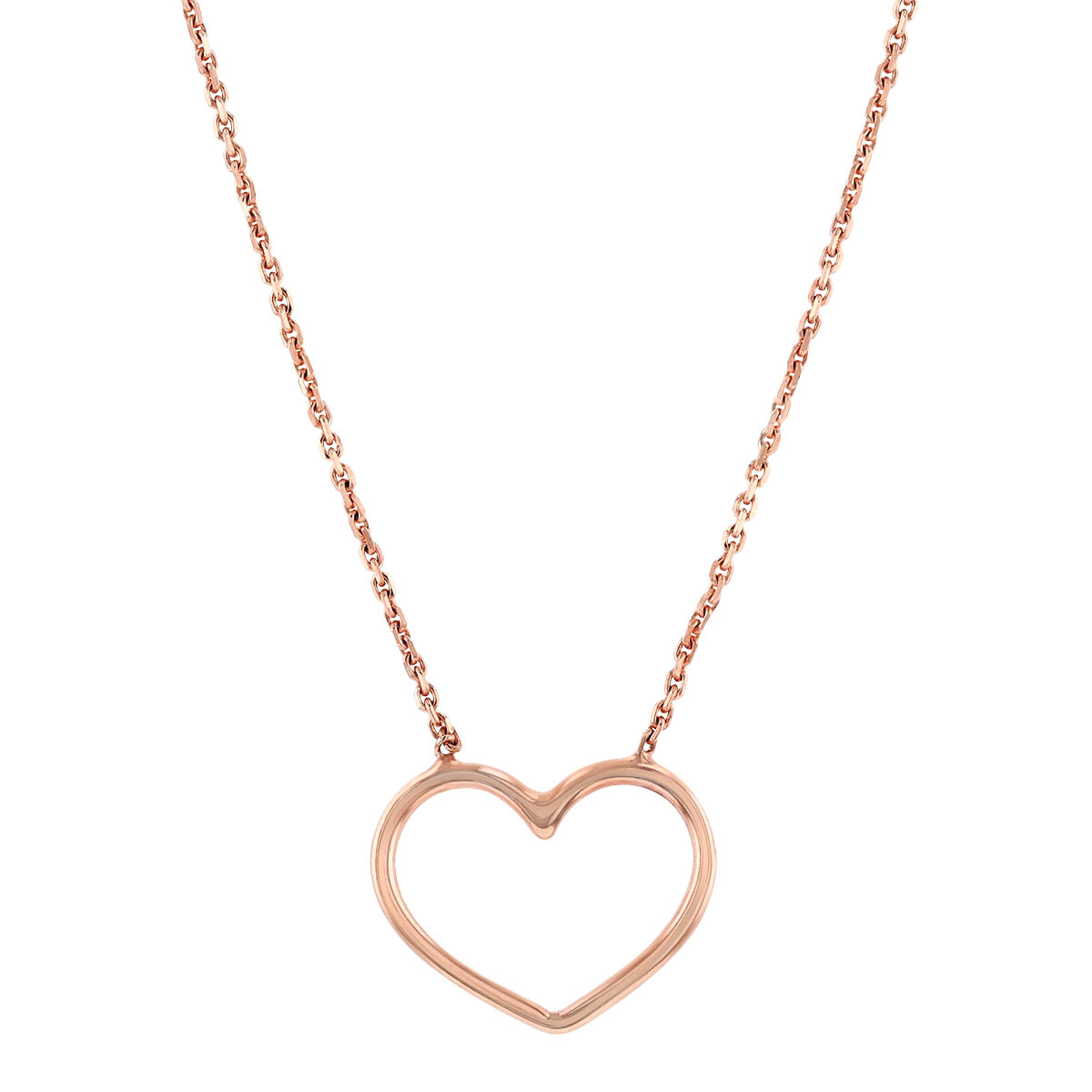 Rose Gold Open Heart Necklace, 18" Borsheims