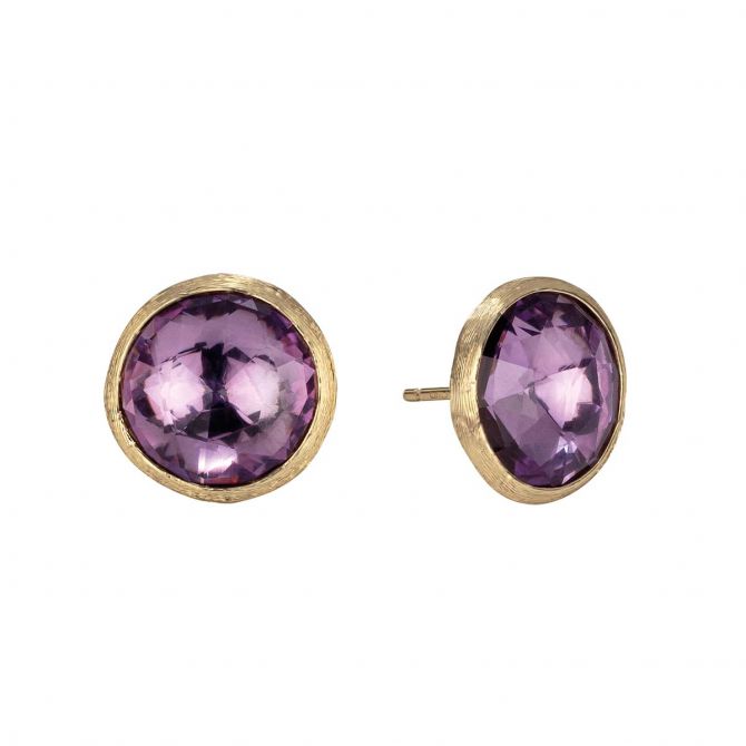 Marco Bicego Jaipur Color Amethyst Large Stud Earrings in Yellow Gold