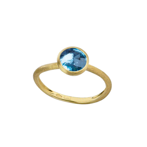 Marco Bicego Jaipur Rose Cut Cushion Blue Topaz Stackable Ring in Yellow Gold