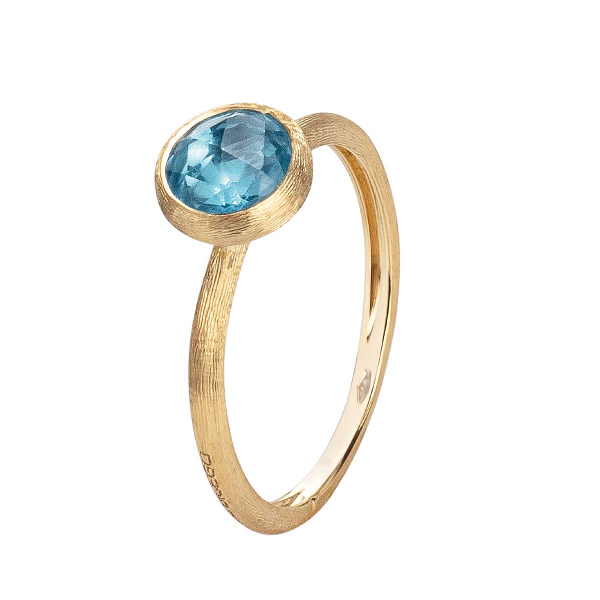 Marco Bicego Jaipur Rose Cut Cushion Blue Topaz Stackable Ring in Yellow Gold
