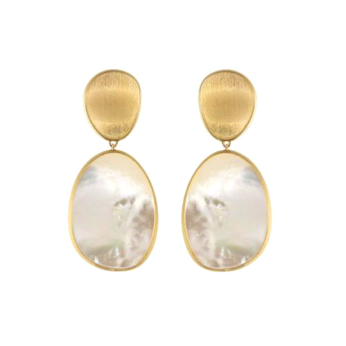 Marco Bicego 18K Yellow Gold Lunaria Mother of Pearl Double Drop Earrings, Large