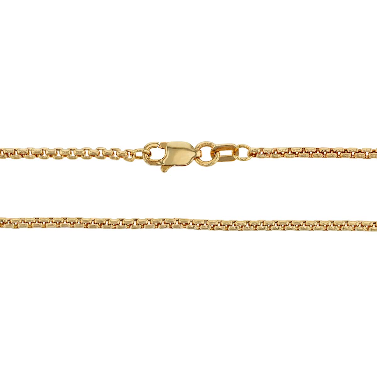 Yellow Gold 1.8 mm Round Hollow Box Chain, 20
