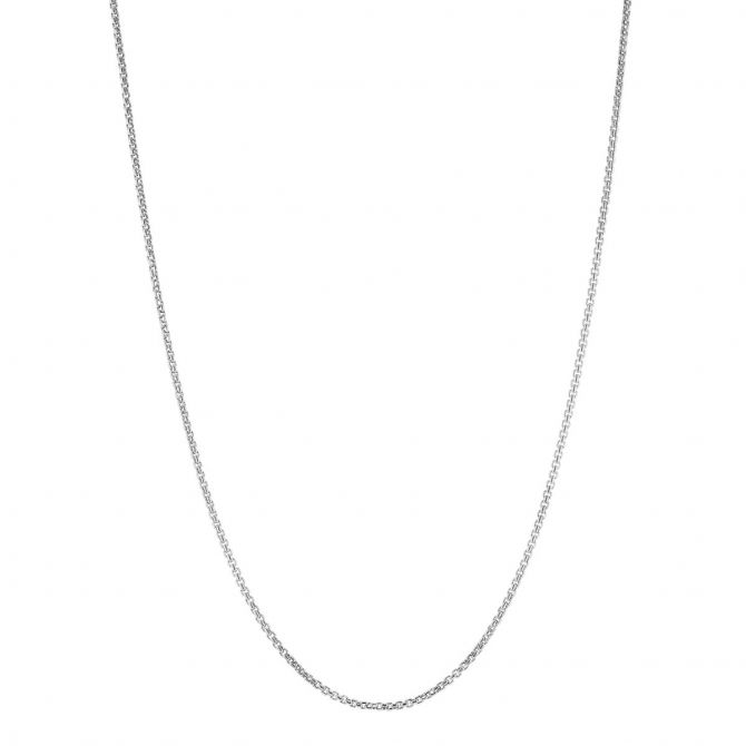 White Gold 1.8 mm Round Hollow Box Chain, 18"