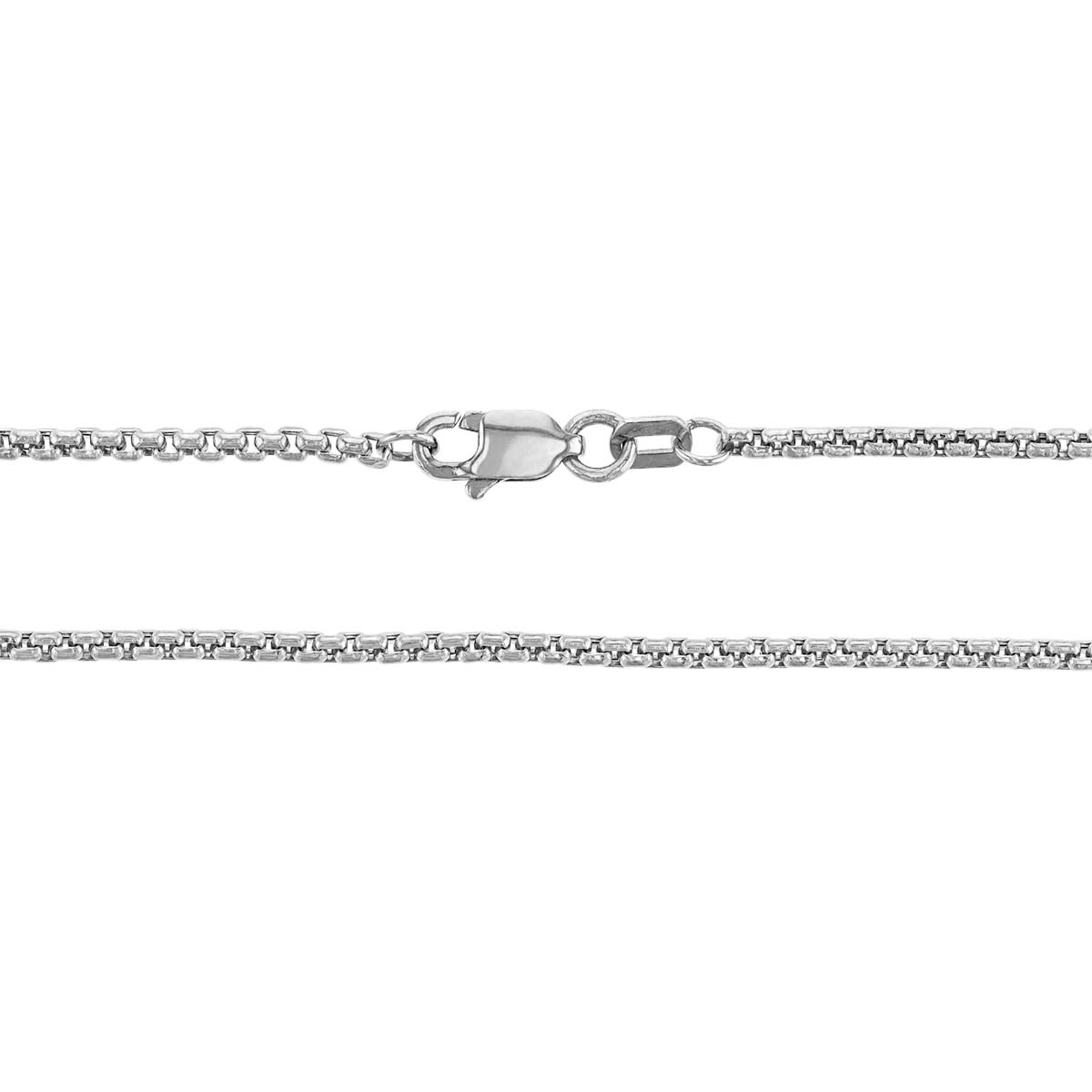 White Gold 1.8 mm Round Hollow Box Chain, 18
