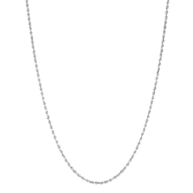 White Gold 2.15 mm Diamond-Cut Rope  Chain, 16"
