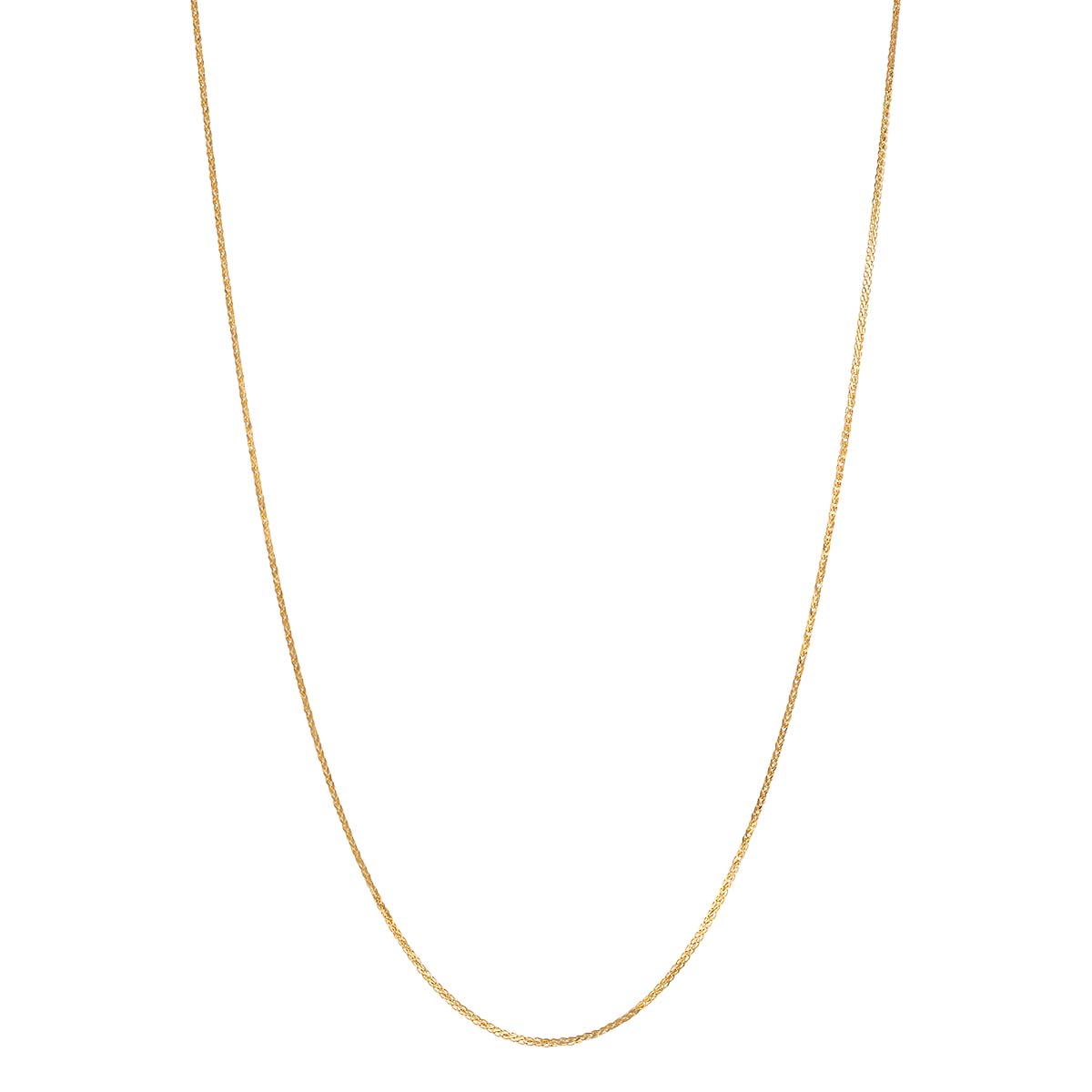 Yellow Gold 1 mm Square Wheat Chain, 16