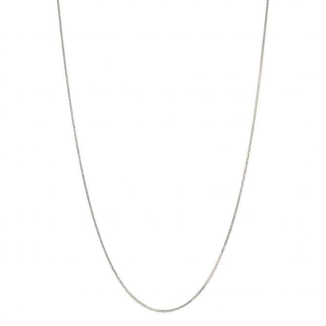 White Gold 1.5 mm Hollow Square Wheat Chain, 18"