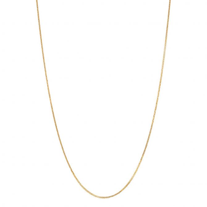 Yellow Gold 1 mm Hollow Square Wheat Chain, 18"